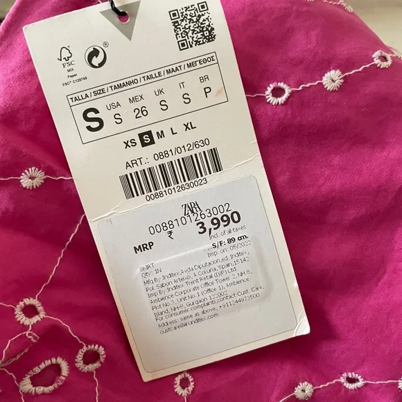 Zara Pink Cutwork Embroidered Skirt - Picture 2 of 5